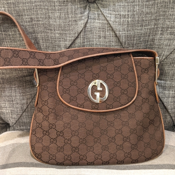 Vintage Gucci GG Logo Monogram Strap Shoulder Bag - Picture 1 of 6